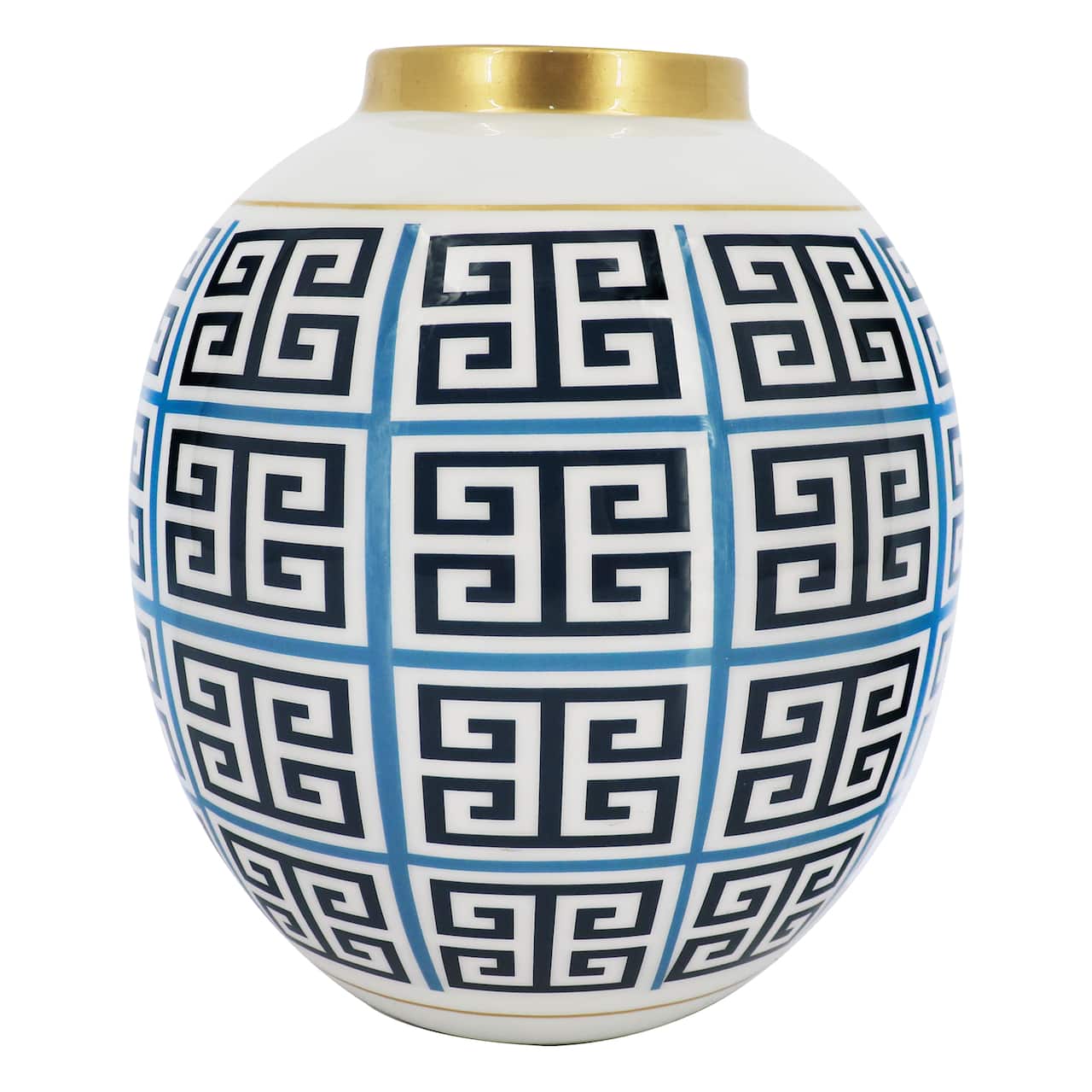 Jonathan Adler x Michaels Blue & White Greek Key Metal Vase